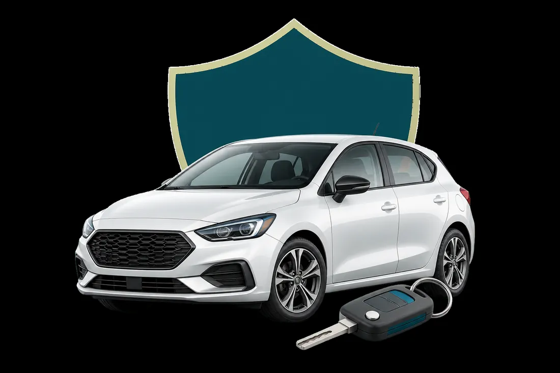 Carro protegido por escudo e chave de segurança